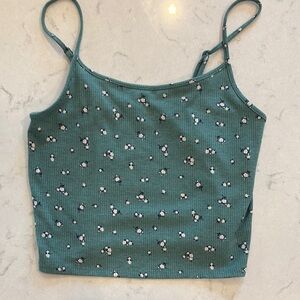American Eagle Outfitters Green Sleeveless Crop Camisole